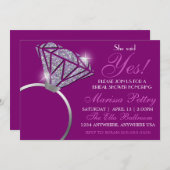 Diamanten ring, Bruids SHower, ze zei ja Kaart (Voorkant / Achterkant)