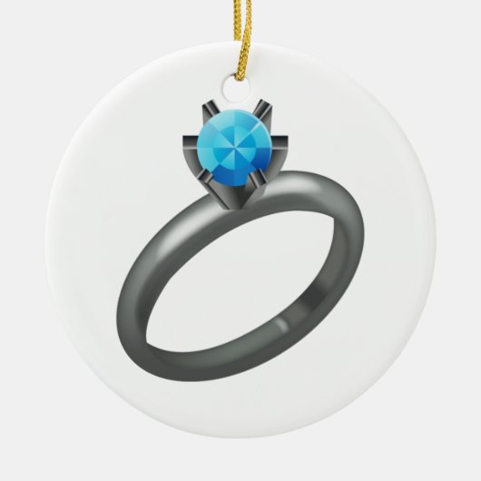 Diamanten Ring - Emoji Keramisch Ornament (Voorkant)