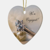 Diamanten ring en parels Verloving Keramisch Ornament (Links)