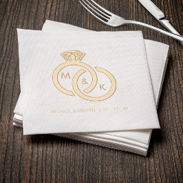 Diamanten Ring Monogram Huwelijk Folie Servetten