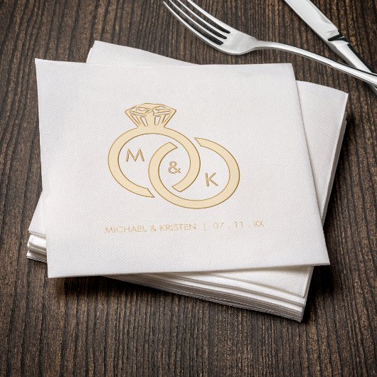 Diamanten Ring Monogram Huwelijk Folie Servetten