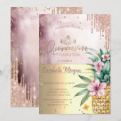 Diamanten, Roos gouden glitter druppels, ananas Kaart (Voorkant / Achterkant)