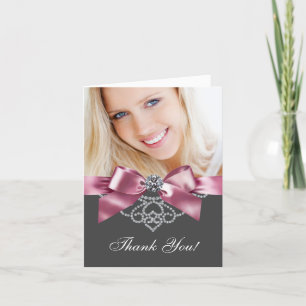 Diamanten Roze en Zwarte Foto Bedankt Kaarten