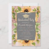 Diamanten Roze Goud Glitter Zonnebloemen Afstudere Kaart (Voorkant)