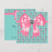 Diamanten Roze Turkoois Blauwe Feest Uitnodiging T (Voorkant / Achterkant)