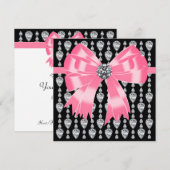 Diamanten Roze Zwarte Feest Uitnodiging Sjabloon (Voorkant / Achterkant)