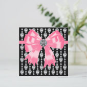 Diamanten Roze Zwarte Feest Uitnodiging Sjabloon (Staand voorkant)