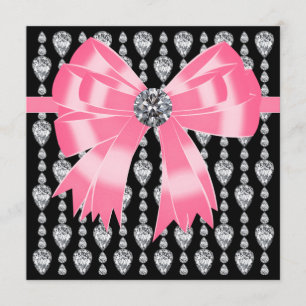 Diamanten Roze Zwarte Feest Uitnodiging Sjabloon