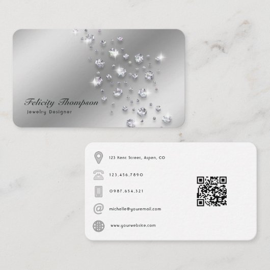 Diamanten Sieraden Ontwerper QR Code Visitekaartje (Voorkant / Achterkant)
