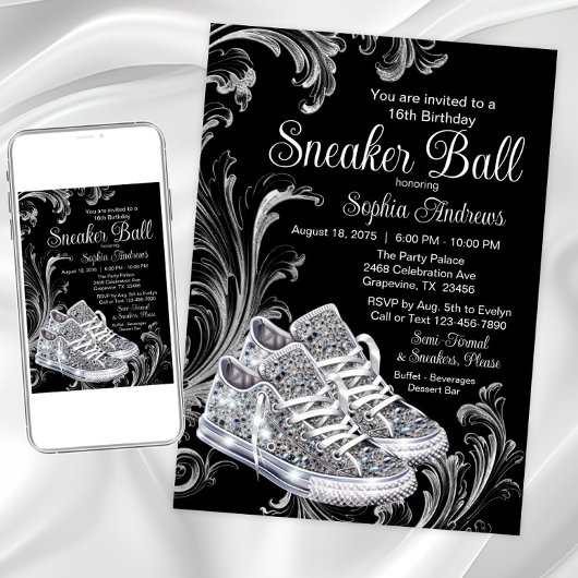 Diamanten Sneaker Ball Verjaardagsfeestje Kaart