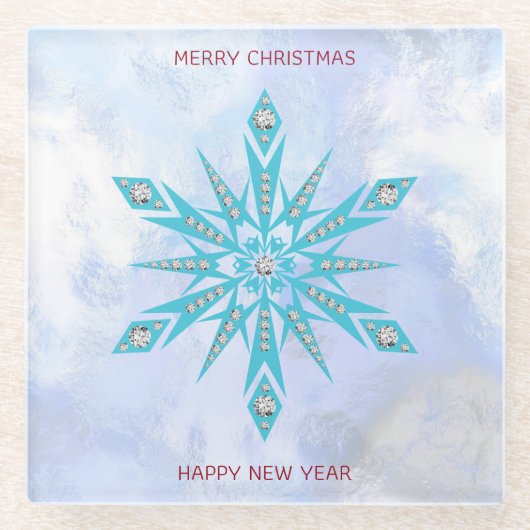 Diamanten sneeuwvlok glazen onderzetter (Voorkant)