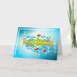 Diamanten sterren bubbels in goud en blauw verjaar kaart