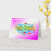 Diamanten sterren bubbels in goud en roze verjaard kaart (Gele Bloem)