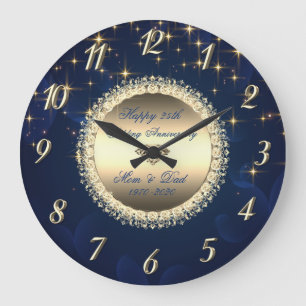 Diamanten sterren marineblauw 50 huwelijksjubileum grote klok