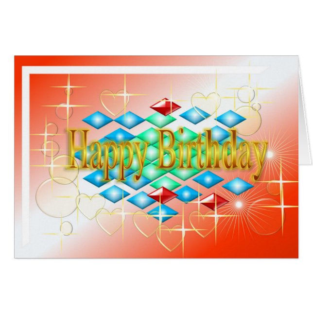 diamanten sterren zeepbellen op gouden en rode ver (Voorkant Horizontaal)