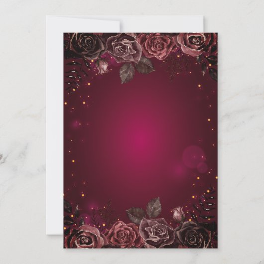 Diamanten, Tiara Bourgondische Rozen Quinceañera Kaart (Achterkant)