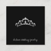 Diamanten tiara op zwarte bruiloft juwelier vierkante visitekaartje (Voorkant)