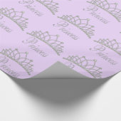 Diamanten Tiara Paarse Prinses Inpakpapier (Hoek)
