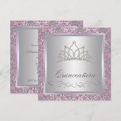 Diamanten Tiara Roze Prinsessenfeest Kaart (Voorkant / Achterkant)