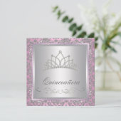 Diamanten Tiara Roze Prinsessenfeest Kaart (Staand voorkant)