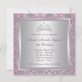 Diamanten Tiara Roze Prinsessenfeest Kaart (Achterkant)