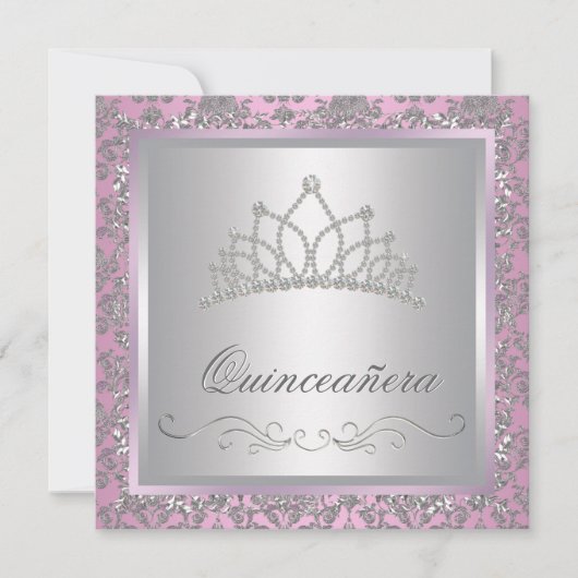 Diamanten Tiara Roze Prinsessenfeest Kaart (Voorkant)