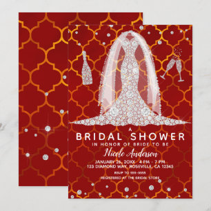 Diamanten Trouwjurk Rode Indiase Bruids Shower Kaart