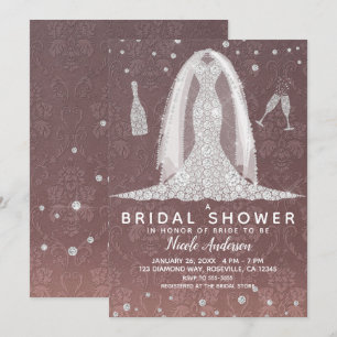 Diamanten Trouwjurk Stof Roze Bruidsdouche Kaart