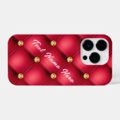 Diamanten Tufted Rood Goud iPhone Case Aangepaste  iPhone Hoesje (Achterkant horizontaal)