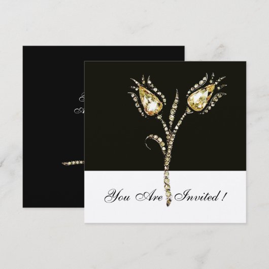 DIAMANTEN TULPEN , Champagne Metaalglans Kaart (Voorkant / Achterkant)