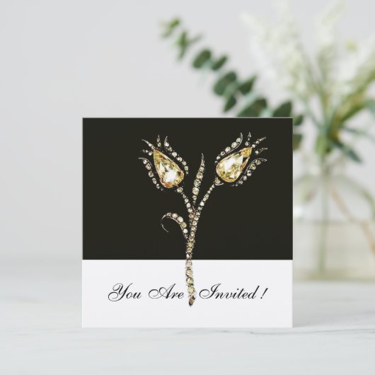 DIAMANTEN TULPEN , Champagne Metaalglans Kaart (Staand voorkant)