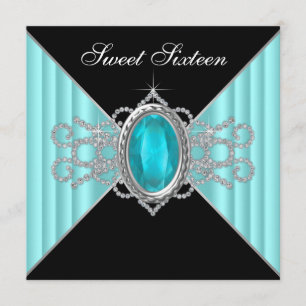 Diamanten Turquoise Blauw Zwart Sweet 16 Verjaarda Kaart