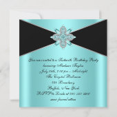 Diamanten Turquoise Blauwe en Zwarte Verjaardag Kaart (Achterkant)
