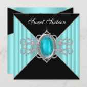 Diamanten Turquoise Blauwe Zoete 16 Verjaardag Kaart (Voorkant / Achterkant)