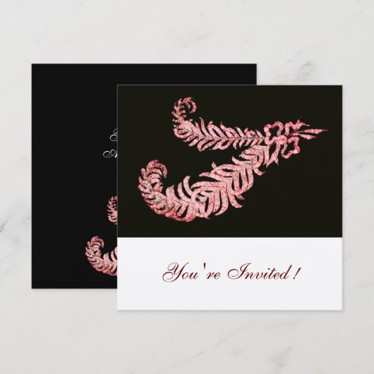 DIAMANTEN VEERTJES , Roze Champagne Metaalglans Kaart (Voorkant / Achterkant)