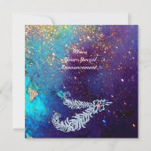 DIAMANTEN VEREN, blauwe turkoois gouden glitters Kaart (Achterkant)