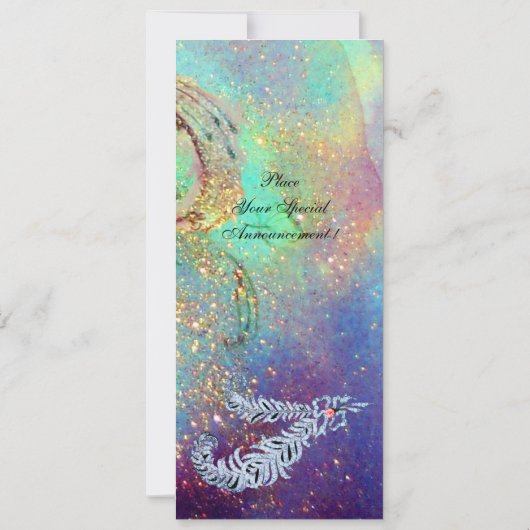 DIAMANTEN VEREN, blauwe turkoois groene glitters Kaart (Achterkant)