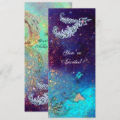 DIAMANTEN VEREN, blauwe turkoois groene glitters Kaart (Voorkant / Achterkant)