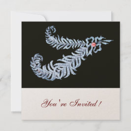 DIAMANTEN VEREN,ROZE LINT Zwart Witte Bruiloft Kaart