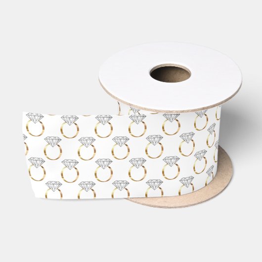Diamanten Verlovingsring Wit Goud Satijnen Lint (Spoel)