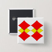 diamanten vierkante button 5,1 cm (Voorkant /achterkant)