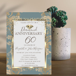 Diamanten Vintage Damast Huwelijksjubileum Kaart