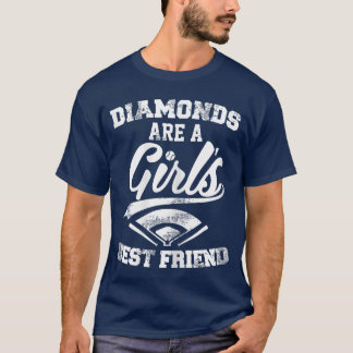 Diamanten zijn een meisje haar beste vriend honkba t-shirt