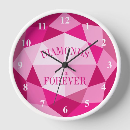 Diamanten zijn voor altijd roze edelsteen wandklok (Voorkant)