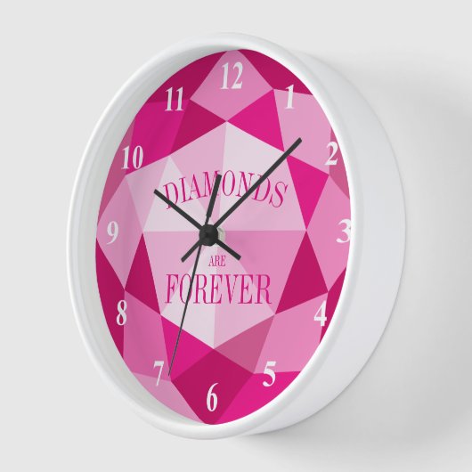 Diamanten zijn voor altijd roze edelsteen wandklok (Hoek)