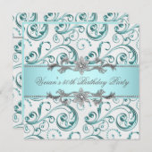 Diamanten Zilver Blauw All Occasion Party Kaart (Voorkant / Achterkant)