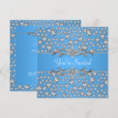 Diamanten Zilver Blauw All Occasion Party Uitnodig Kaart (Voorkant / Achterkant)