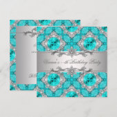 Diamanten Zilver Blauw All Occasion Party Uitnodig Kaart (Voorkant / Achterkant)