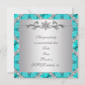 Diamanten Zilver Blauw All Occasion Party Uitnodig Kaart (Achterkant)