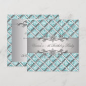 Diamanten Zilver Blauw All Occasion Party Uitnodig Kaart (Voorkant / Achterkant)